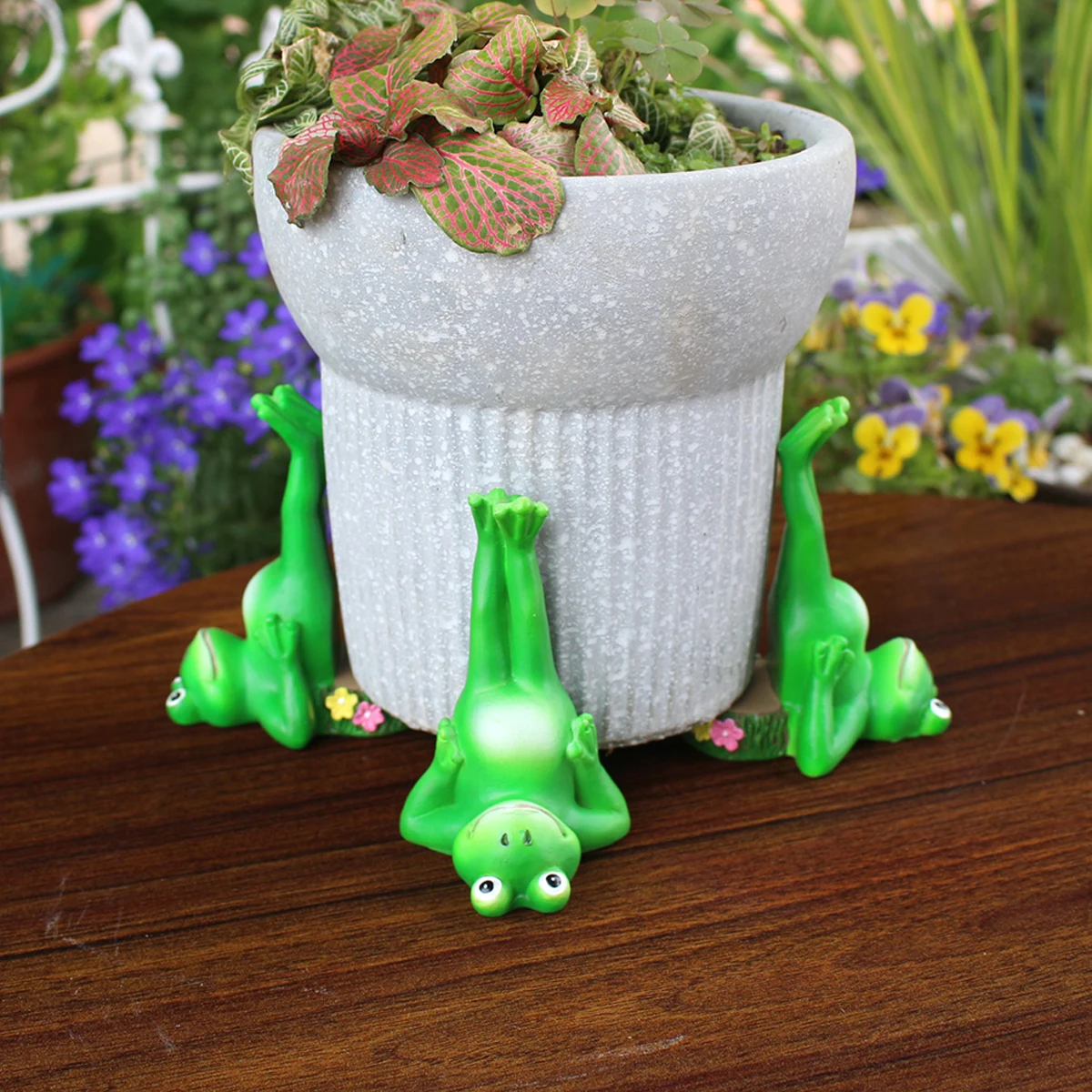 

3pc Inverted Frog Figurine Mat, Spring St. Patrick's Day Green Dress Up Garden Flower Pot Mat, Home Resin Craft Decorations
