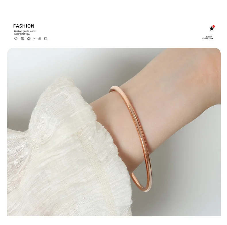 3 Teile/los Nicht Verblassen Edelstahl Armband Armreifen Für Frauen Einfache Stil Vergoldet Wasserdichte frauen Armbänder Armreif – Detail 5