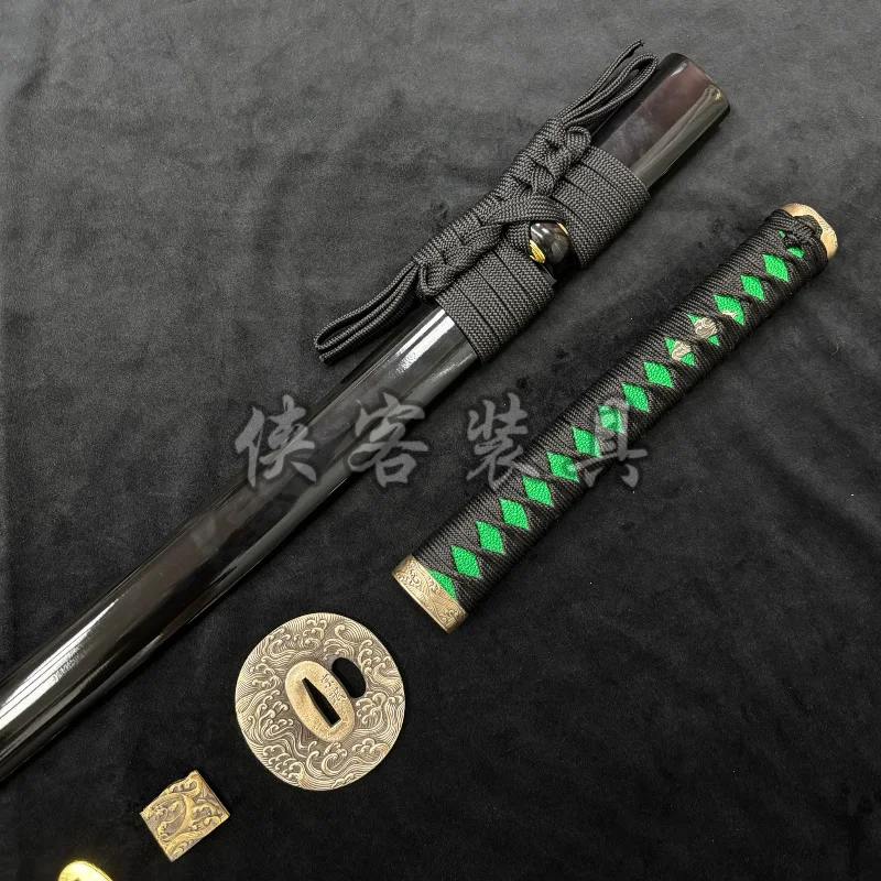 Complete Katana Sword Accessories Set of 76cm Painted Lacqure Saya w/Sageo +26cm Tsuka +Copper Tsuba Habaki Seppa Bamboo Nail