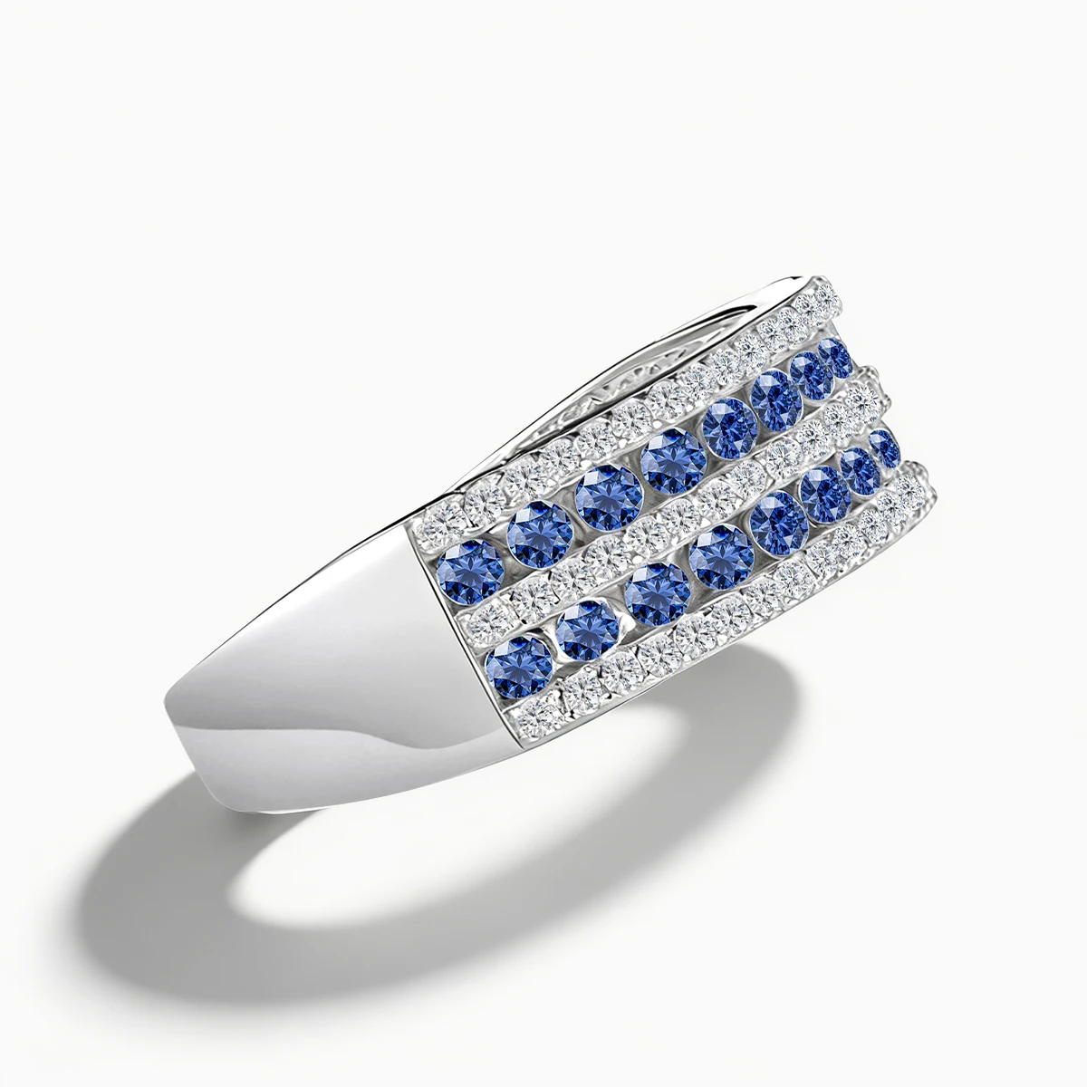 925 Sterling Silver Blue Corundum Moissanite Ring for Women Wedding Band Luxury Promise Ring for Engagement Anniversary Jewelry