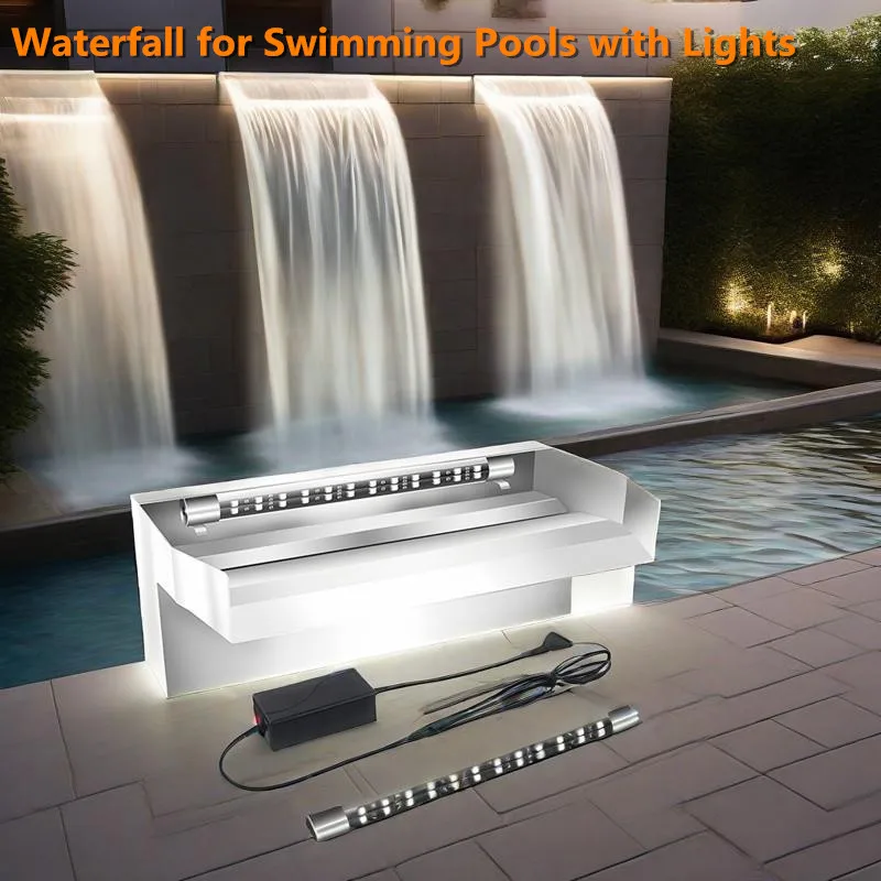 

Ip68 Pool Fountain Swimming Pool Waterfall LED Strip Light Waterfall Spillway Stainless Steel Outdoor Garden Waterfall Fountain