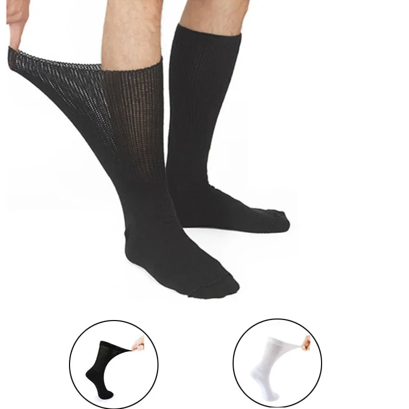 Diabetic Over The Calf Socks Cotton Loose Socks Black White Maternity Confinement Anti-edema