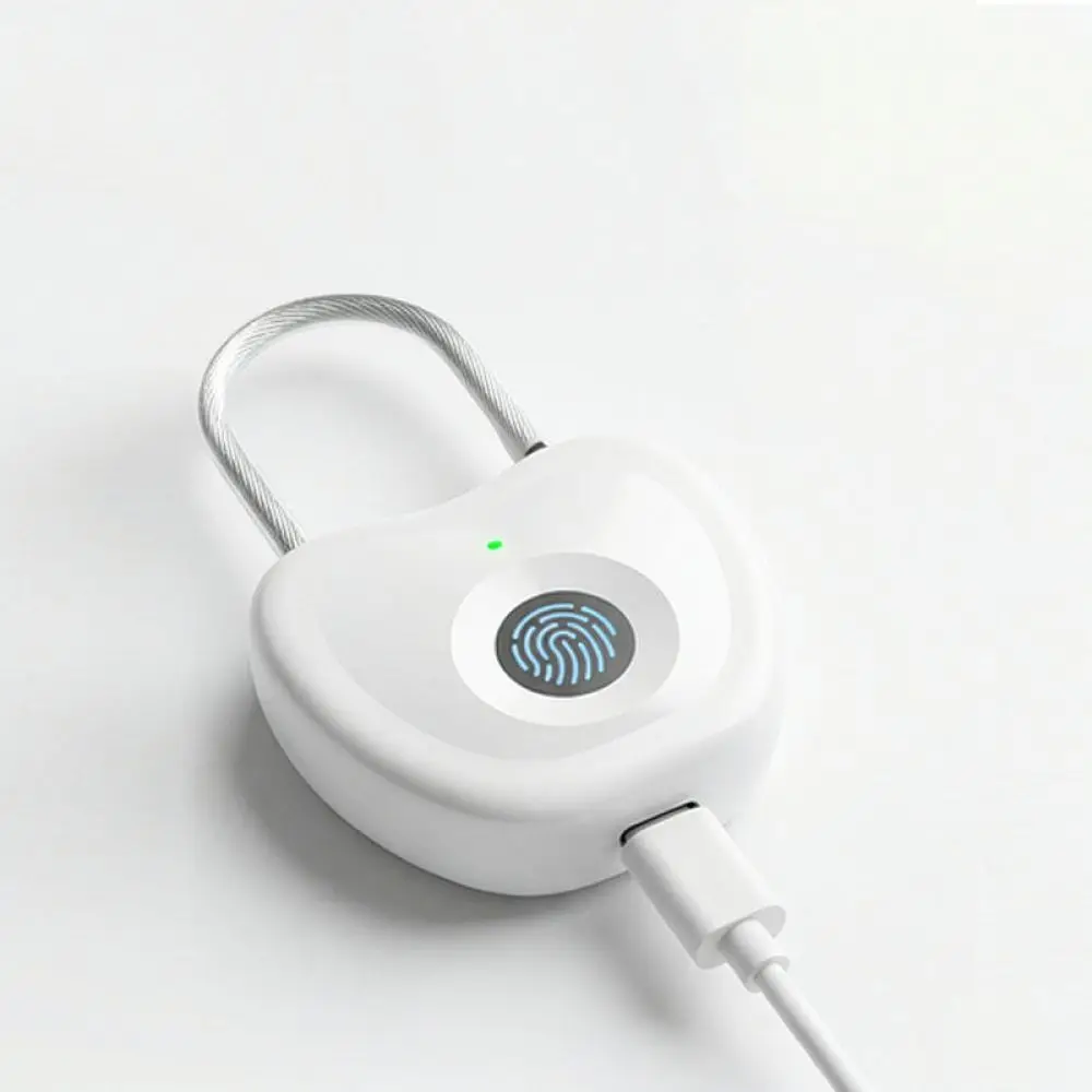 Convenient Smart Fingerprint Padlock Biometric Keyless Lock Flexible Steel Cable For Backpack Luggage Cabinet Office