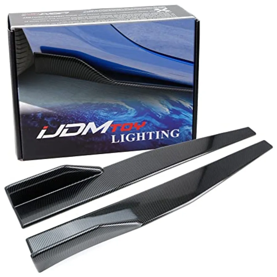 

Extra Long Left/Right Black Carbon Fiber Pattern PP Universal Rear Side Skirt Winglets Diffusers Compatible With Most Cars
