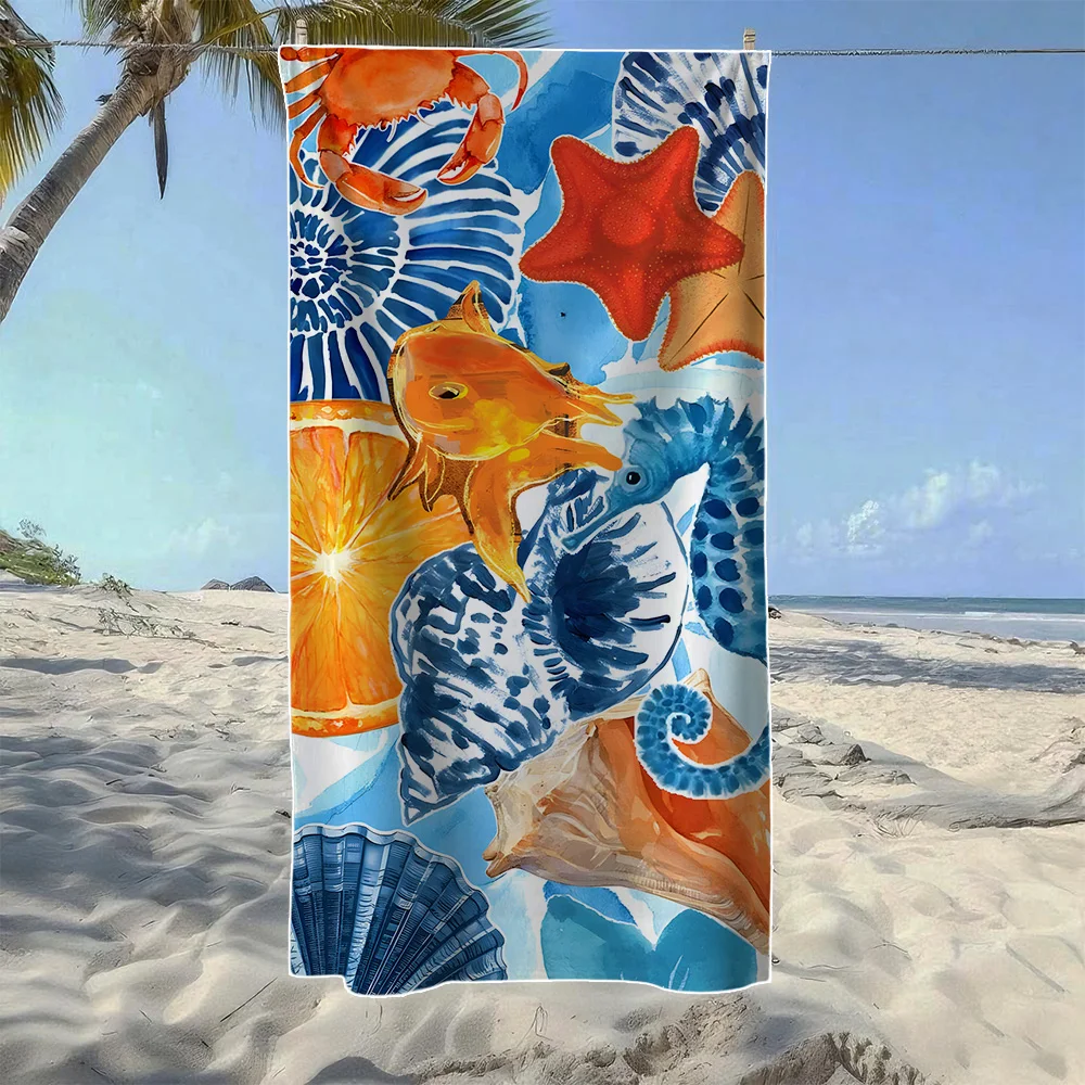 

Пляжное полотенце с изображением яркого подводного мира, мягкое, быстросохнущее, идеально подходит для портативных путешествий на природе, плавания, кемпинга и летнего отдыха на пляже.