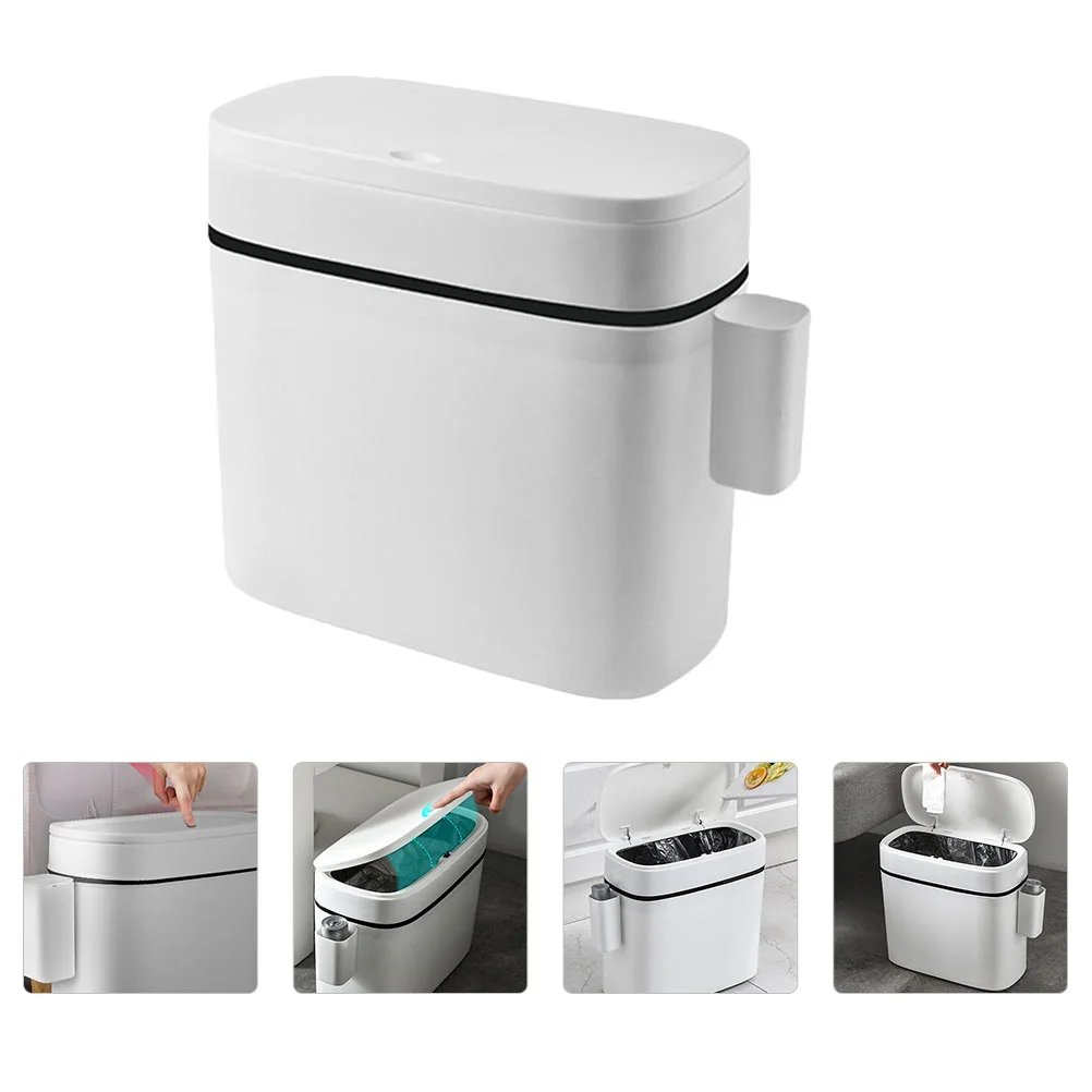 

Seam Toilet Paper Basket Trash Bin with Lid Car Garbage Can Slender Reusable Rubbish Bathroom Plastic Waste for