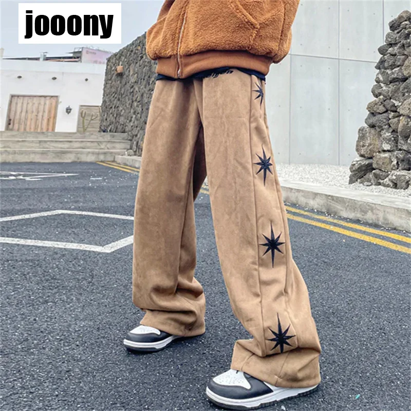 

High Street Широкие брюки Уличные свободные повседневные джинсы Брюки с надписью Мужские мужские джинсы Y2K Джинсовые брюки с вышивкой в стиле ретро