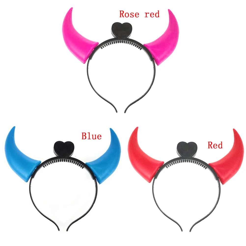 1 Pack Women's Girls LED Flashing Cute Pointed Devil Horn Headband Glowing String Lights Plush Cloth Wrap Headband