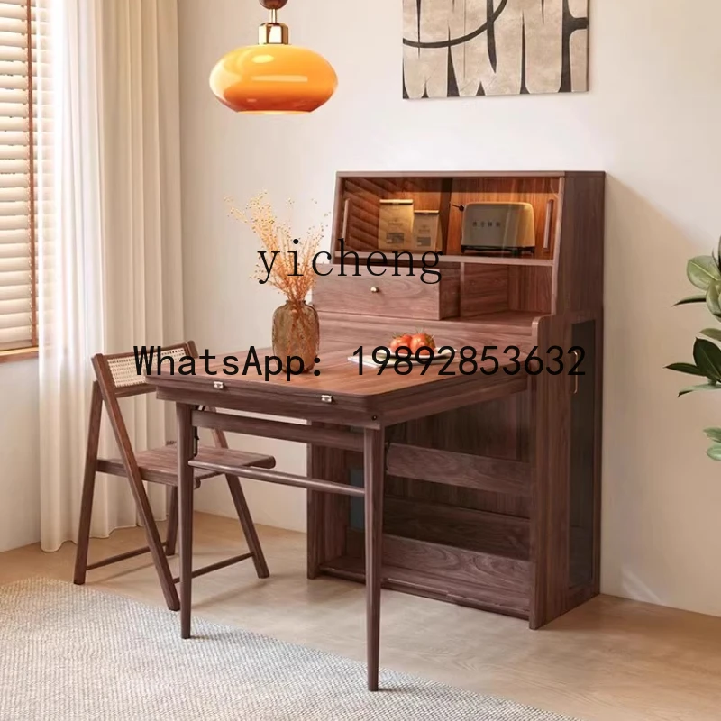 AA  solid wood folding dining table,  cabinet integrated, high-end Nordic does not take up space, dining