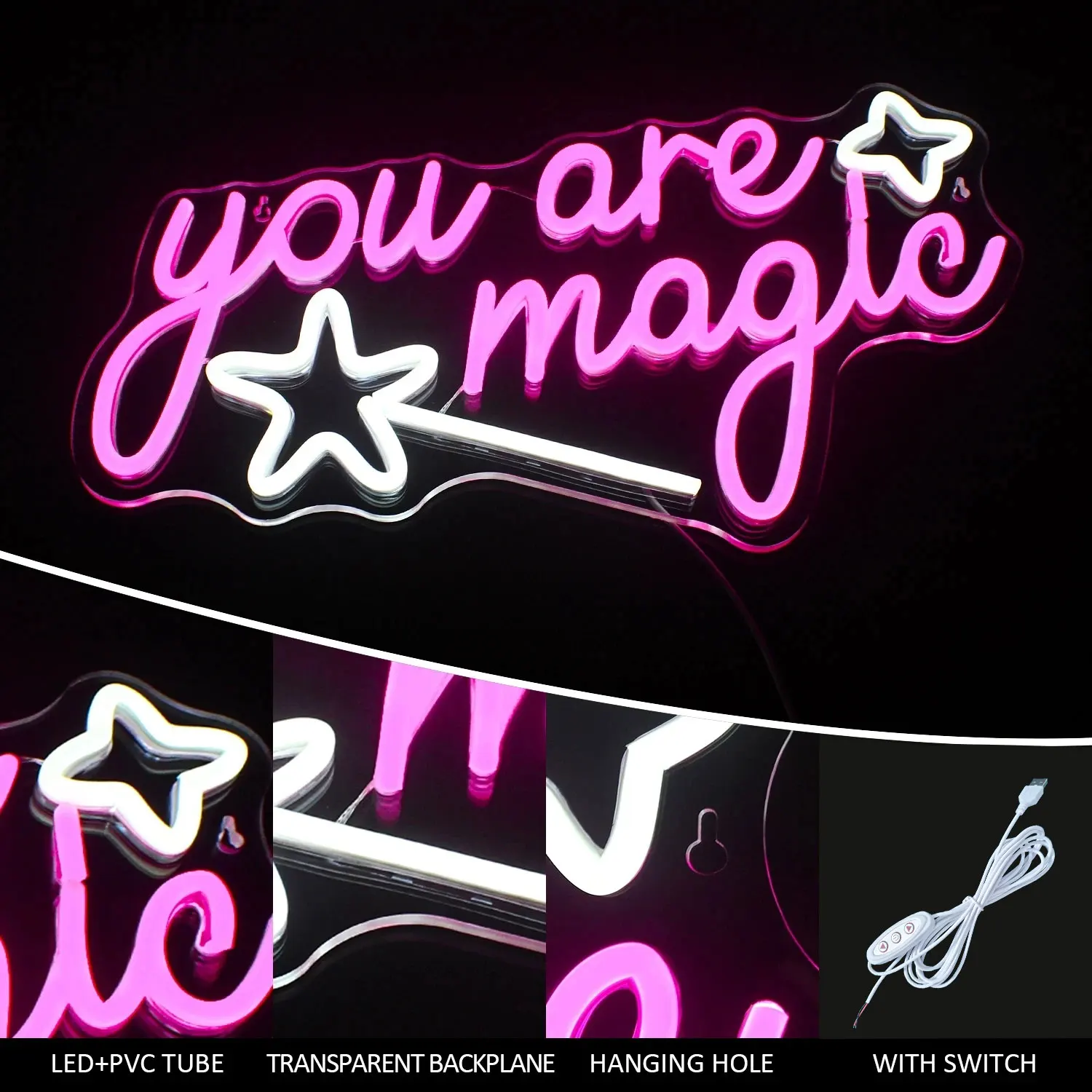 Você é Magic Neon Sign Room, LED Wall Decor, Art Magical Sign, Restaurante Festa Eventos Kids Gift for Women