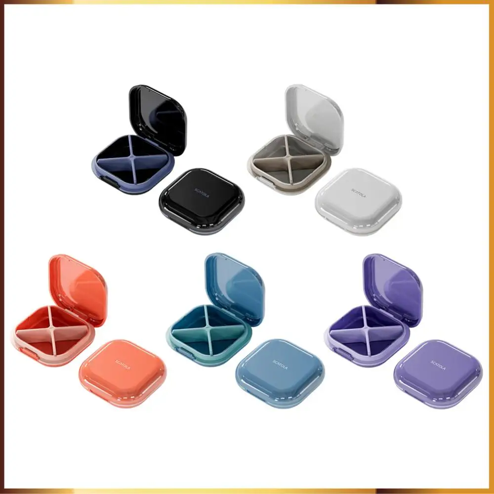 

4 Grid Pill Case Moisture-proof Pill Container for Outdoor Travel (Purple)