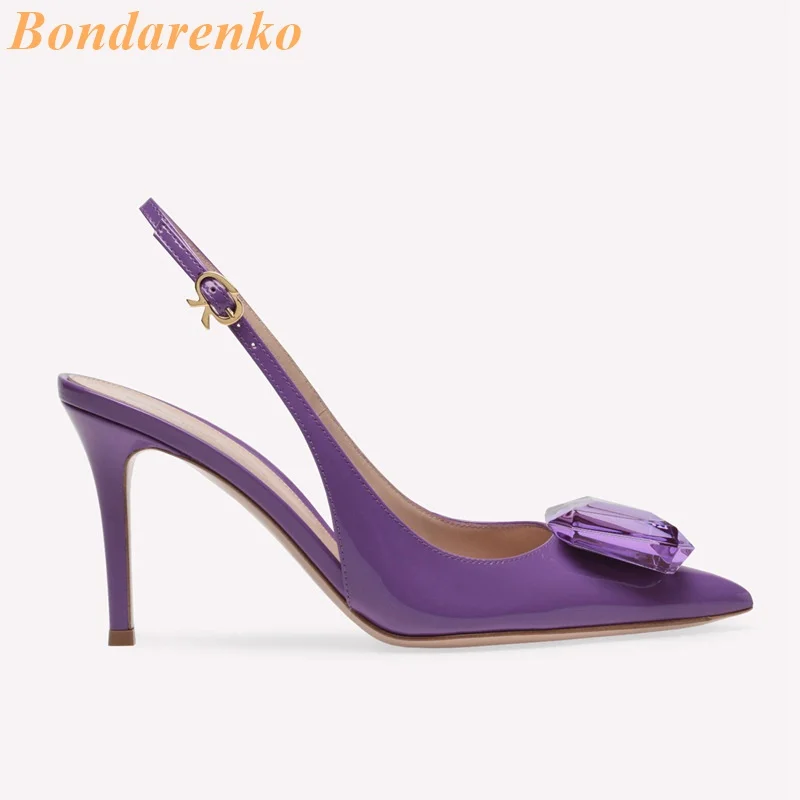 Square Buckle Singback Pumps Thin High Heel Sexy Pointed Toe Slip On Fashion 2024 Spring Summer Women Dress Shoes