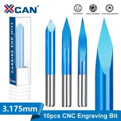 XCAN 3 Edge Pyramid Bit CNC Engraving Bit 20-90 Degree Carbide End Mill 3.175mm Shank Nano Blue Coated Milling Cutter 10pcs