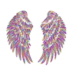 Rainbow Feather Wings Sequin Sew Patches Embroidered Badges for Clothes DIY Appliques Craft Decoration Materials for Sewing