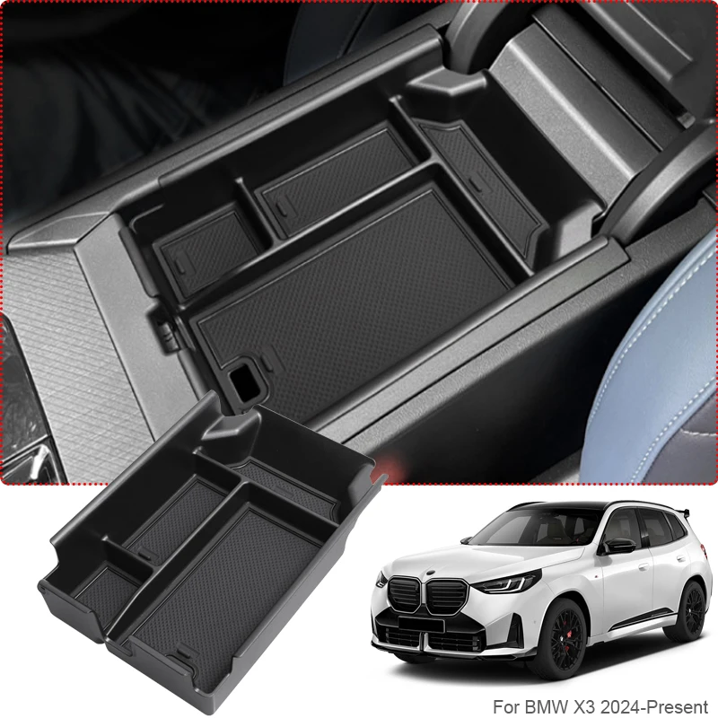 

Car Armrest Box Storage For BMW X3 2024-Present ABS Door Windows Lift Cover Storage GPS Organizer Under Centrol Control Tray
