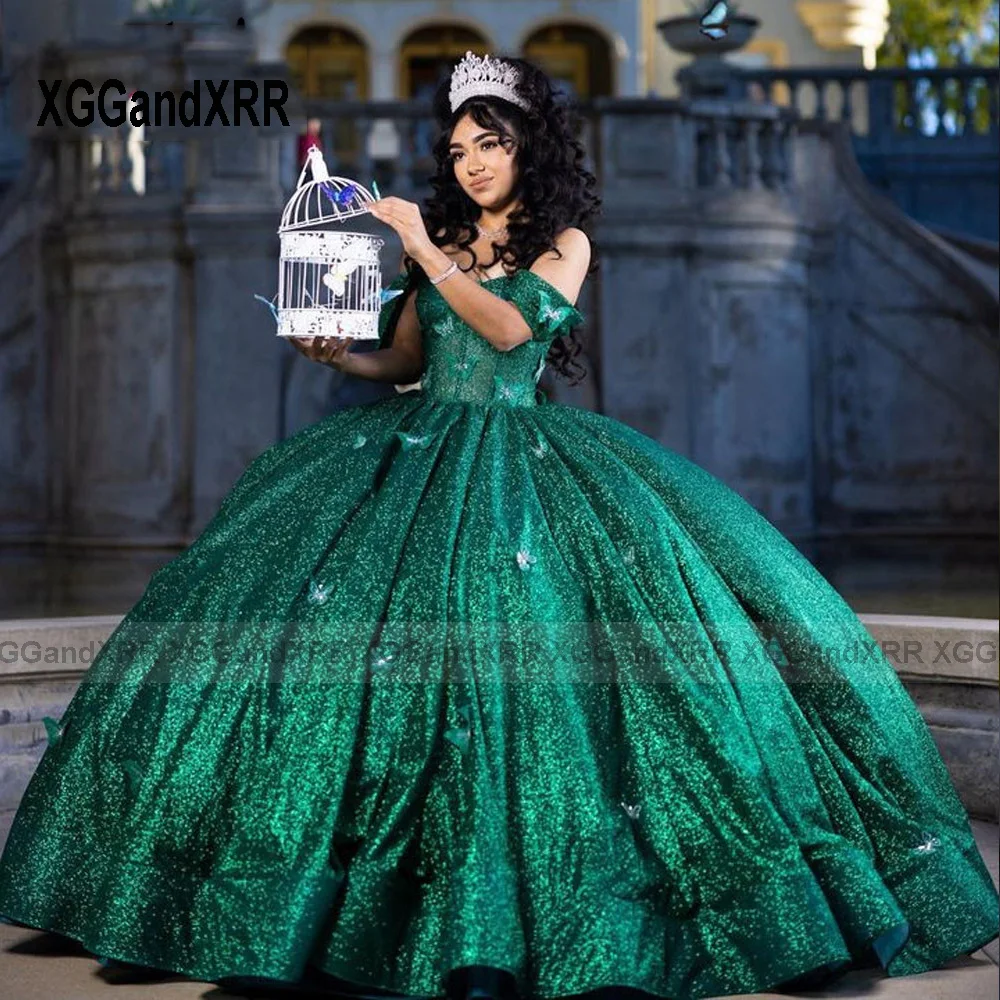 New Green Butterfly Princess Quinceanera Dress Ball Gown 2024 Party Gown 3D Butterfly Sweet 16 Birthday Dress Vestido De Noiva