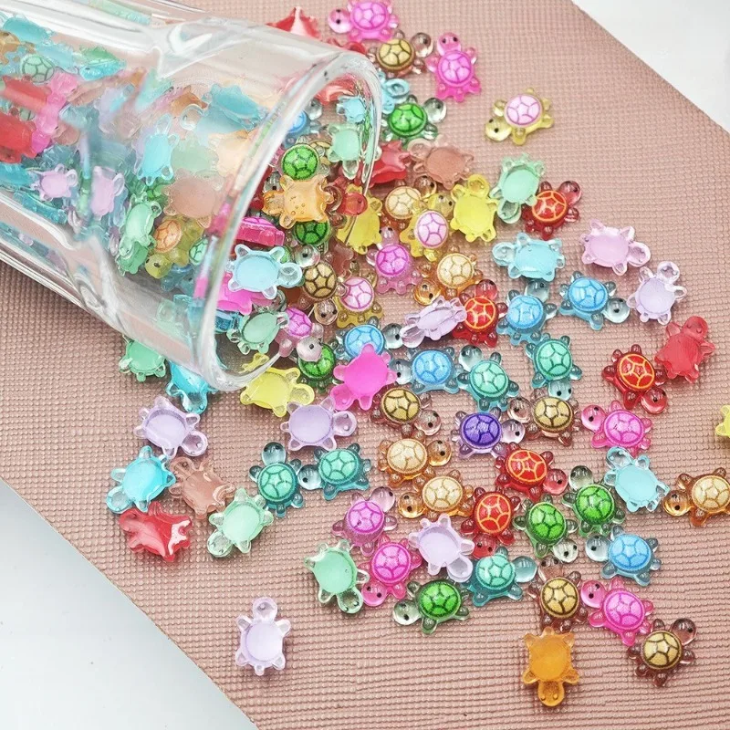 70/120Pcs Glow Resin Turtle, Mini Luminous Sea Turtle Charms, Nail Art Decoration, Slime DIY, Aquarium Ornament Craft Set