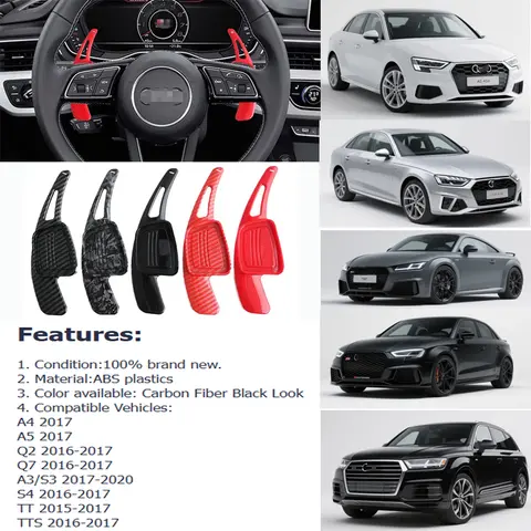 아우디 A3 S3 A5 S5 2017 A4 B9 Q7 2016-2017 TT TTS 시프터 패들 시프트 익스텐션 스티어링 휠 시프트 패들 시프터