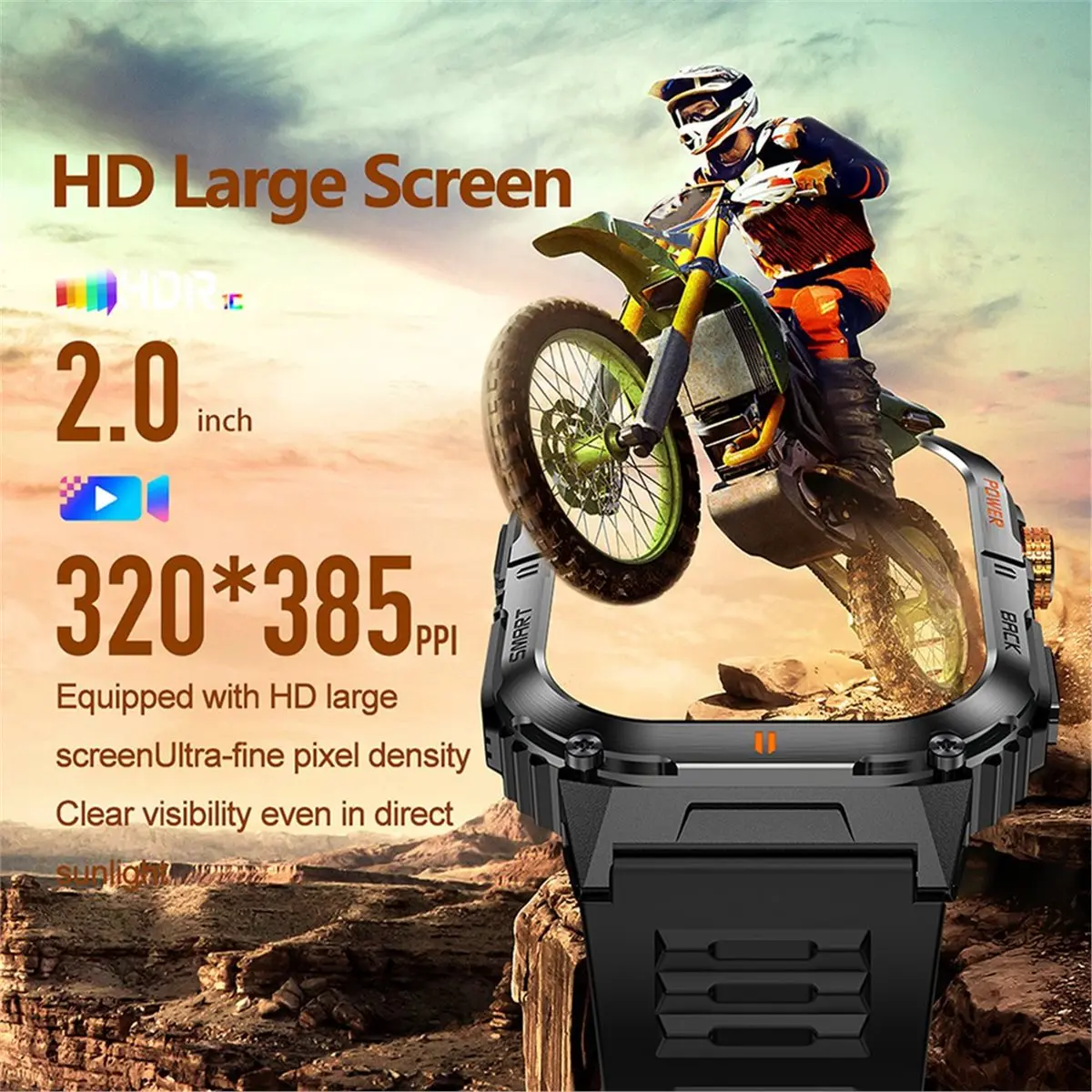 A72U New Smartwatch with LED Flashlight for Men Heart Rate Bluetooth Call Waterproof Outdoor GPS Sports Watch B