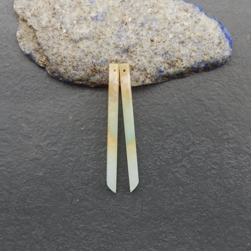 

Natural Amazonite Long Dangle Earring Gemstone Beads for Jewelry Making Specimens 56x4mm 4.7g