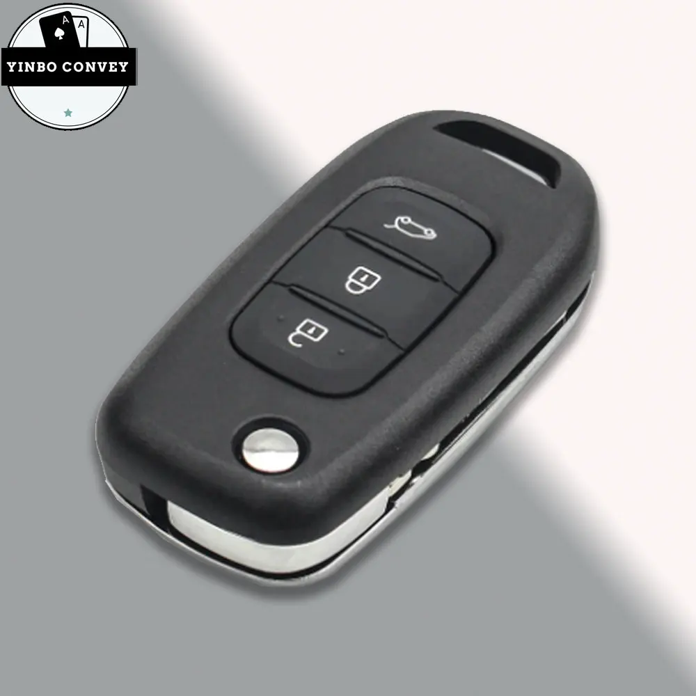 YINBO - 2/3 Buttons New Replacement For Renault Megane 2 3 Duster Clio Buttons Car Case Cover Remote Flip Folding Auto Key Shell