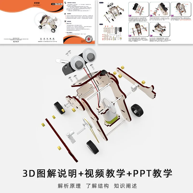 Fai da te pollici in su Robot Puzzle in legno giocattoli bambini assemblare costruzione costruttore blocchi modelli educazione esperimento Sience Worm Machine