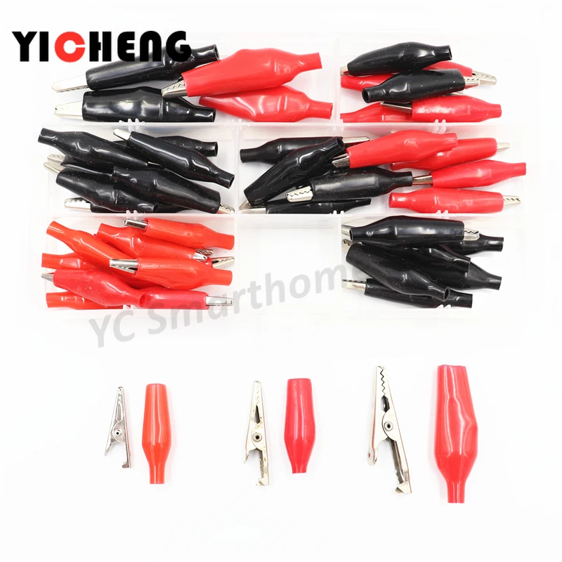 44pcs DIY storage box alligator clip test clip power cord clip with electricity (large / medium / small) red black