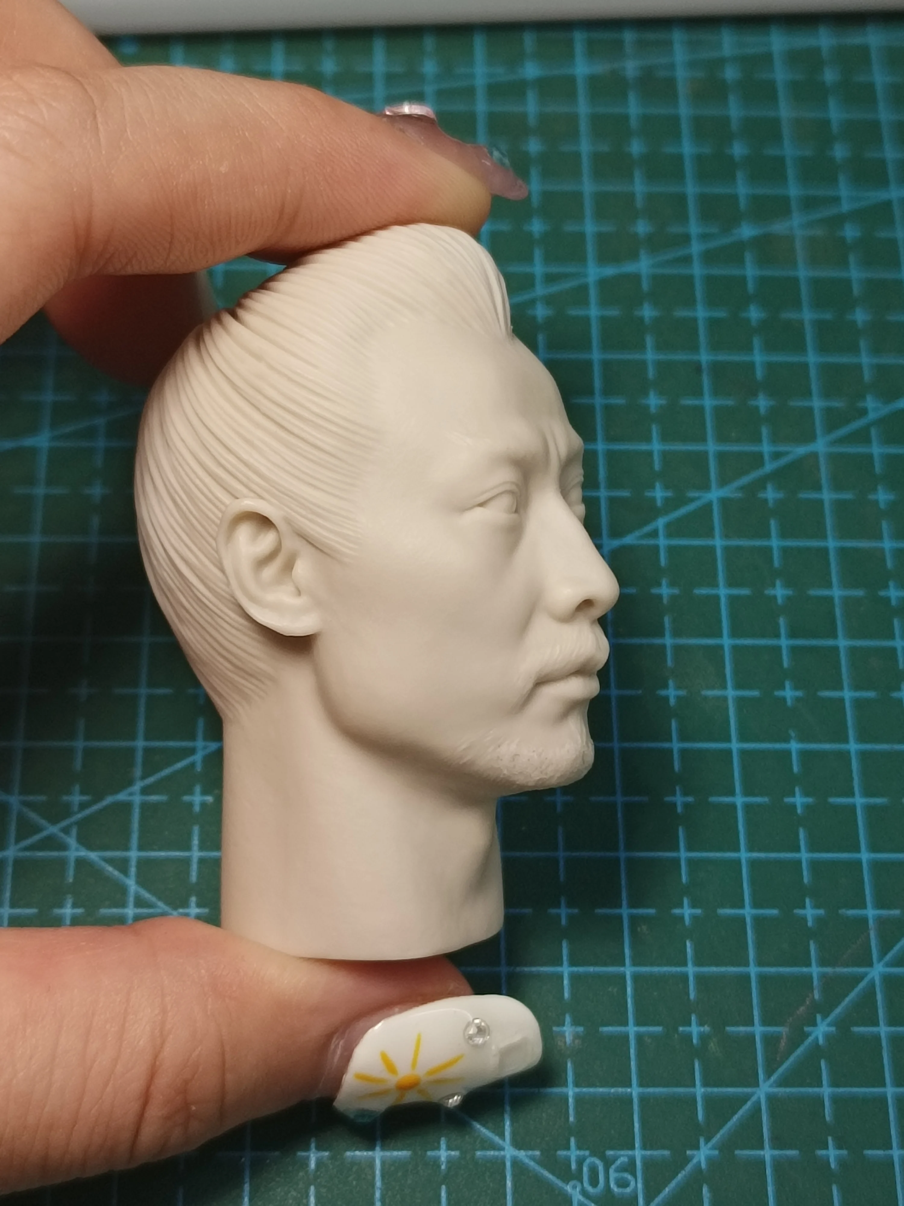 1/6 Scale Male Head Sculpture CarvingThree Kingdoms Lin Chong  Ancient Unpainted Model Fit 12'' Action Figure  Soldierl Toys