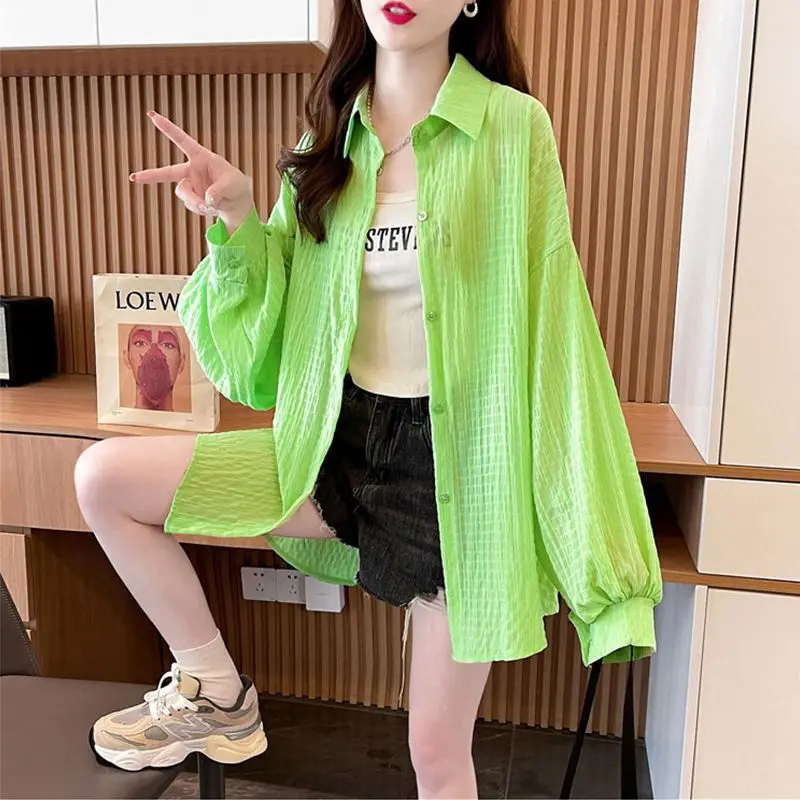 Purple Sun Protection Clothing Women's Summer Shirt European Style Design Loose Shirt Lazy Style Thin Long Sleeved Jacket