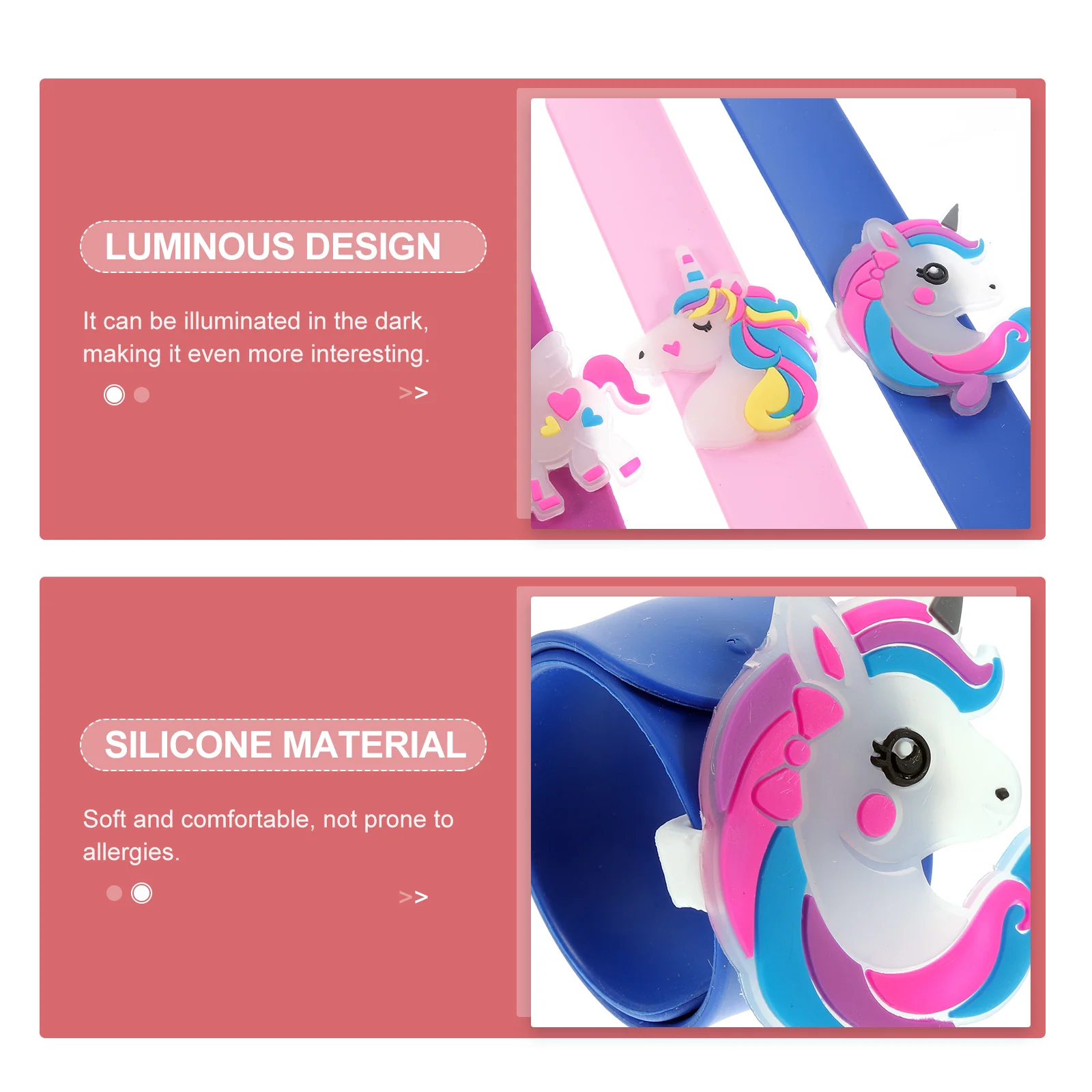 

6 Pcs Luminous Silicone Patter Ring Unicorn Slap Bracelet Wristbands Sturdy Glow Bracelets Bulk Silica Gel