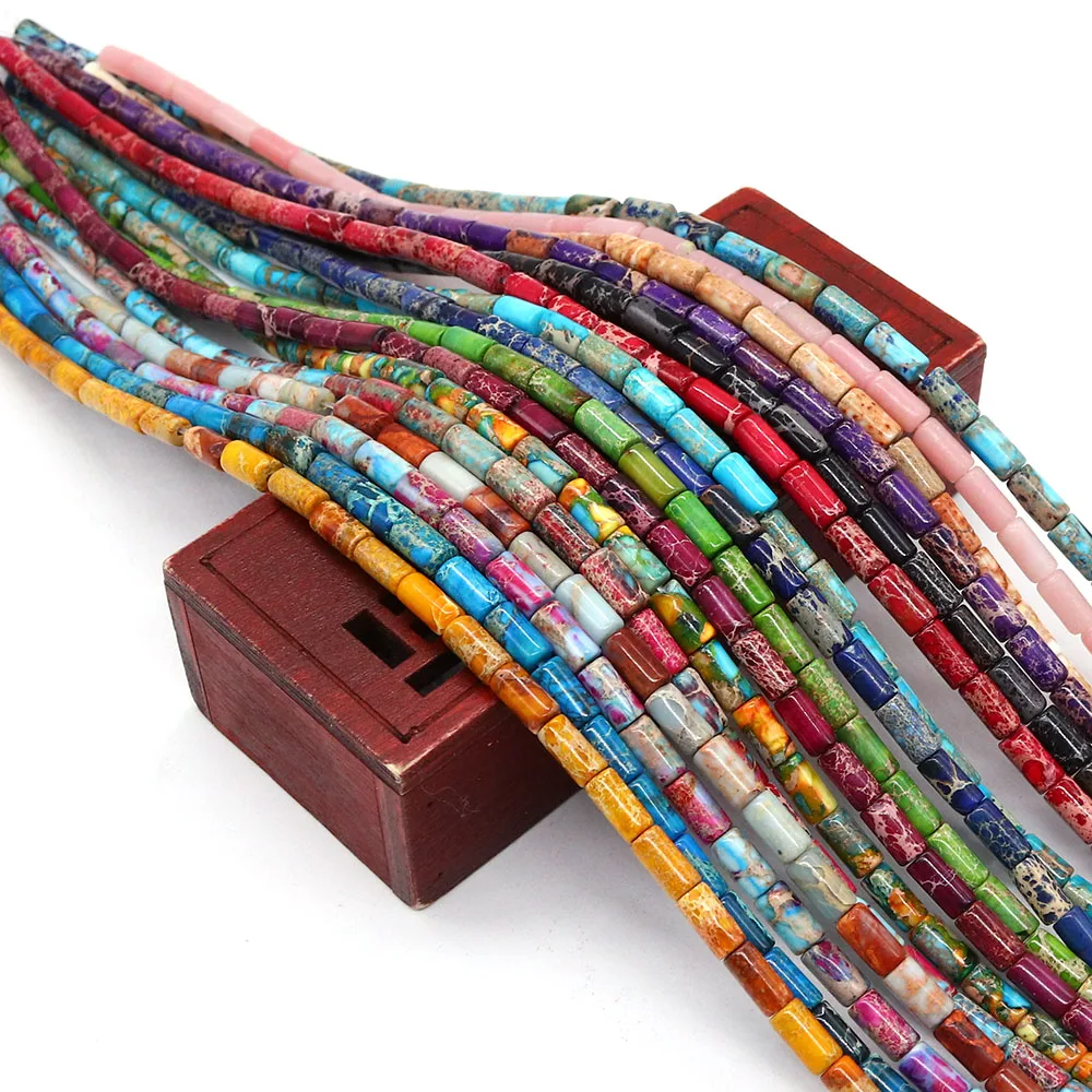 

Vintage Imperial Stone Tube-shaped Bead Polished Synthetic Semi-precious Stone Straight-hole Handmade Necklace Bracelet Material