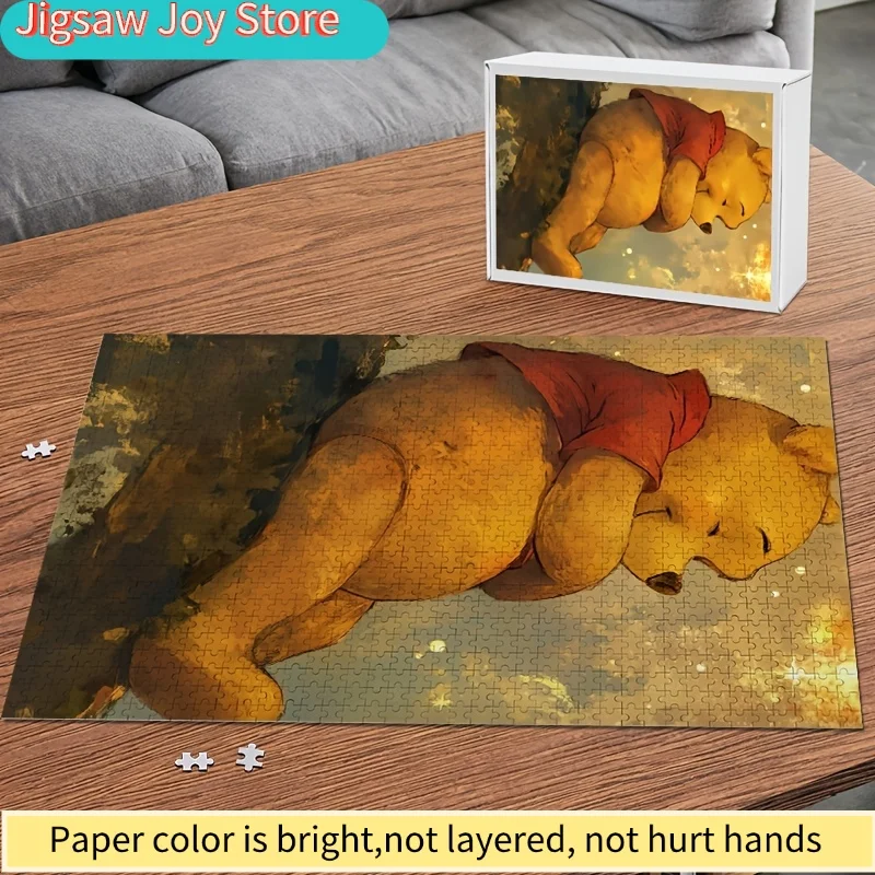 1000pcs Disney Winnie the Pooh Poster and Puzzle | High-Quality, Stress-Relieving Family Game, Ideal for Birthdays, Valentine'