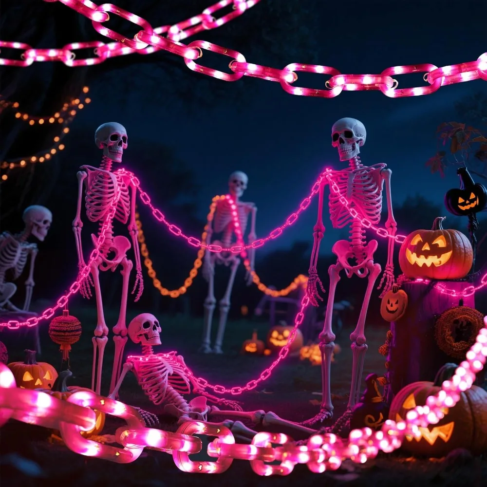 سلسلة إضاءة أرجوانية تعمل بالطاقة الشمسية بطول 13 قدمًا 200 مصباح LED مع 8 أوضاع لديكور رعب الهالوين