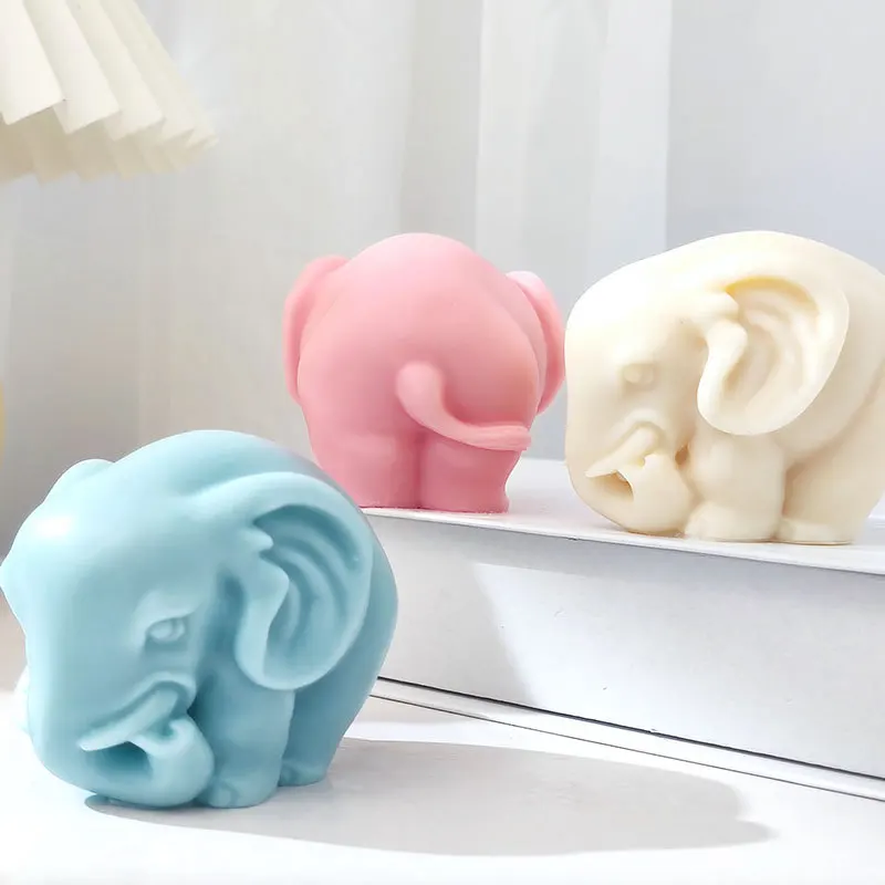 Cute Lovely Elephant Candle Silicone Mold Gypsum form Carving Art Aromatherapy Plaster Home Decoration Mold Wedding Gift Making