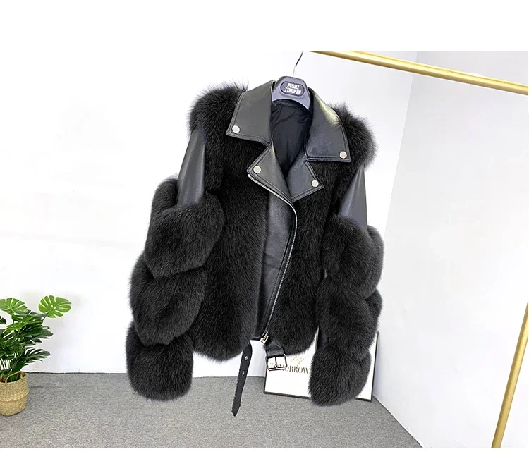 Winter New Real Fox Fur Coats With Genuine Sheepskin Leather Wholeskin Natural Fox Fur Jacket Outwear Luxury Women New