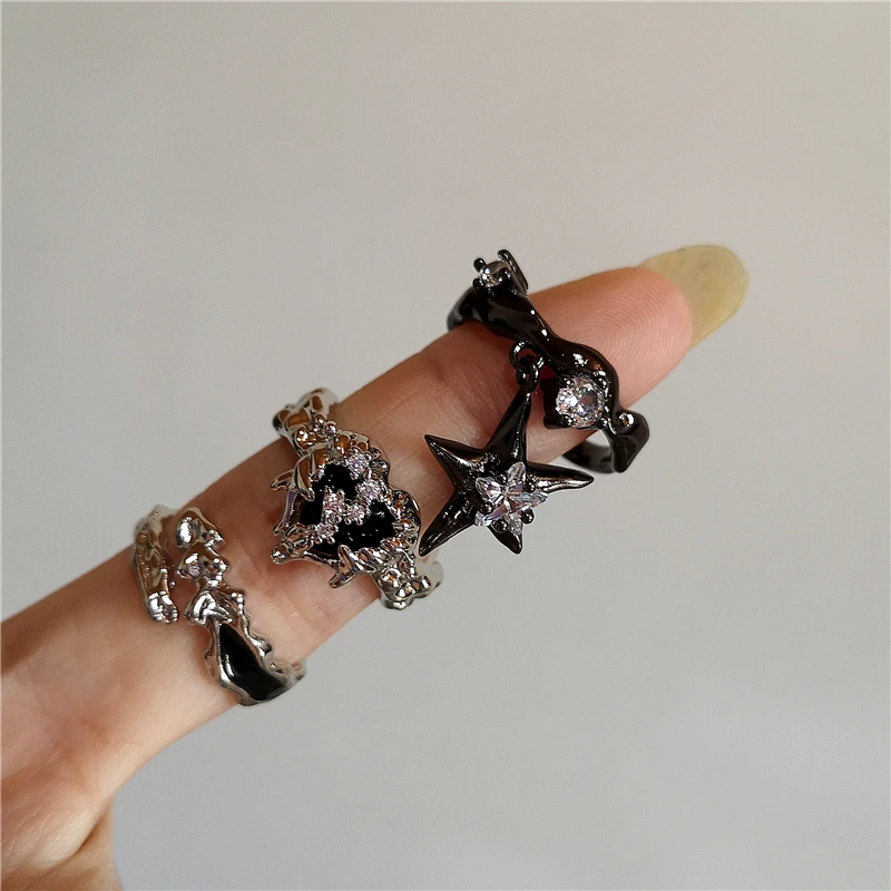 Vintage Goth Thorny Rose Couple Rings For Men Women Charm Irregularity Opening Stainless Steel Punk Finger Ring Biżuteria Y2k Gift — zdjęcie 5
