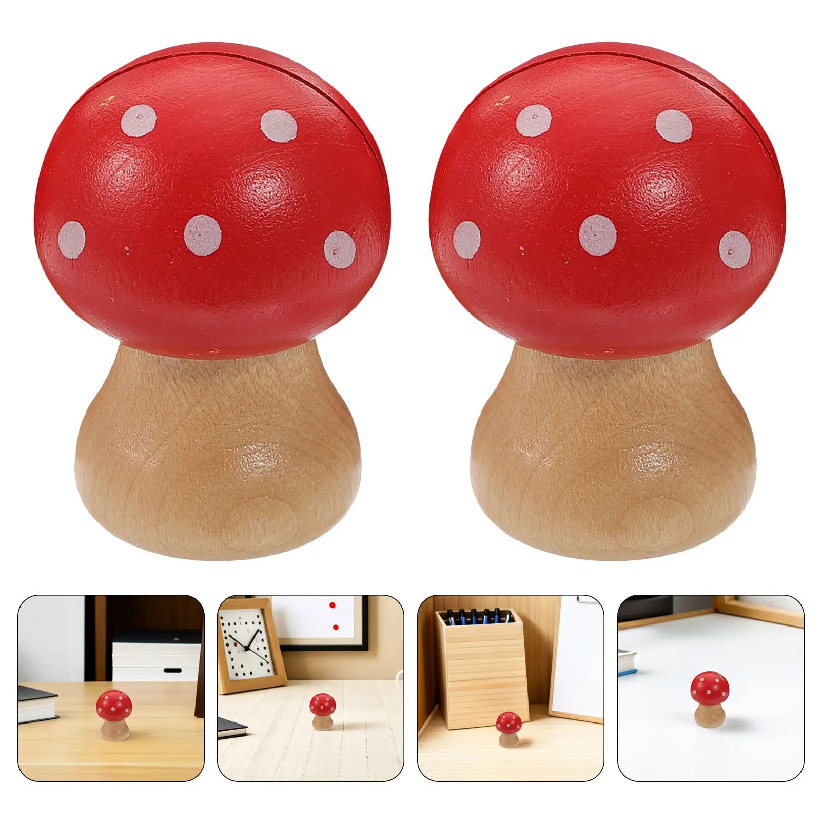 5Pcs Mushroom Memo Clip Holders Wood Paper Note Holder Stand Compact Desk Photo Card Display Organizer for Wedding Christmas