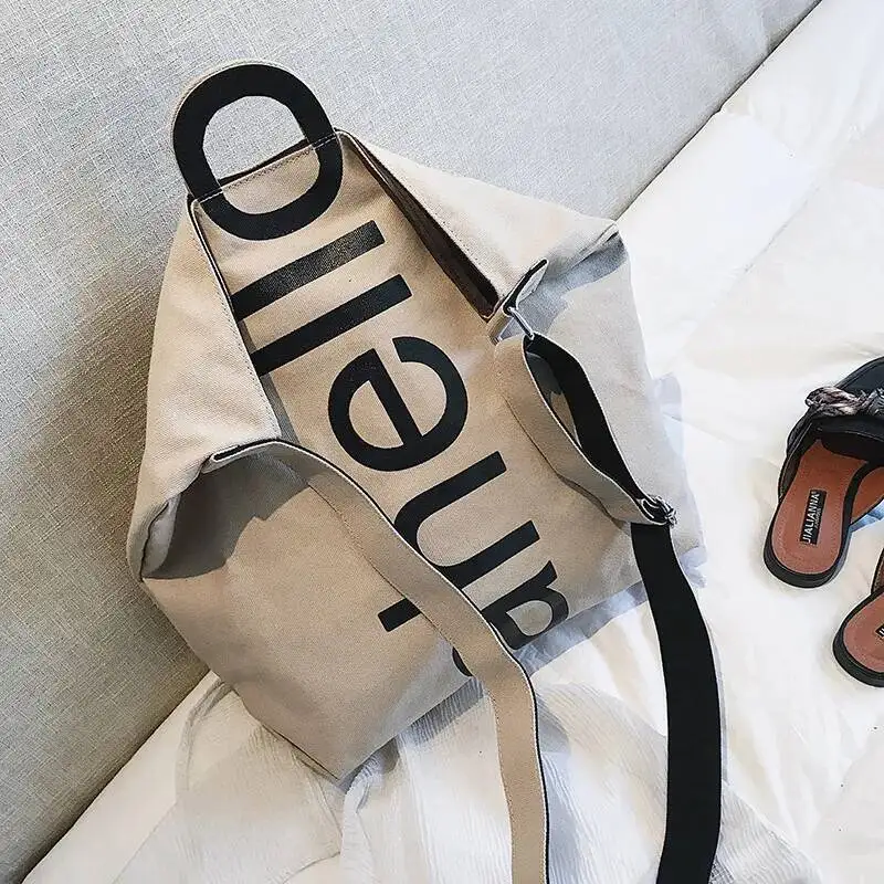 Big Bag Female 2018 New Canvas Women\'s Fashion Letters Portable Tote Bag Broadband Wild Large Capacity Handbag