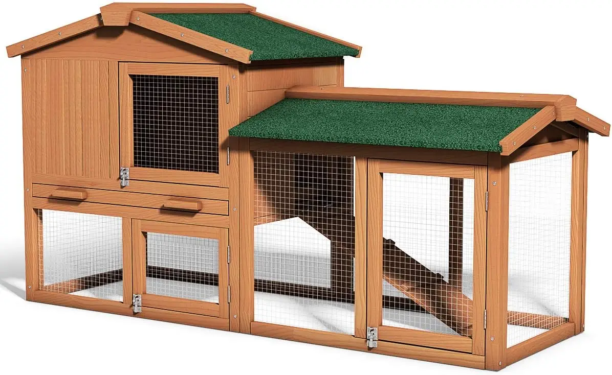 

Large Chicken Coop, 58‘’ Wooden Hen House Outdoor Backyard Garden Bunny Rabbit Hutch Ramp Chicken Coop (58 inches)