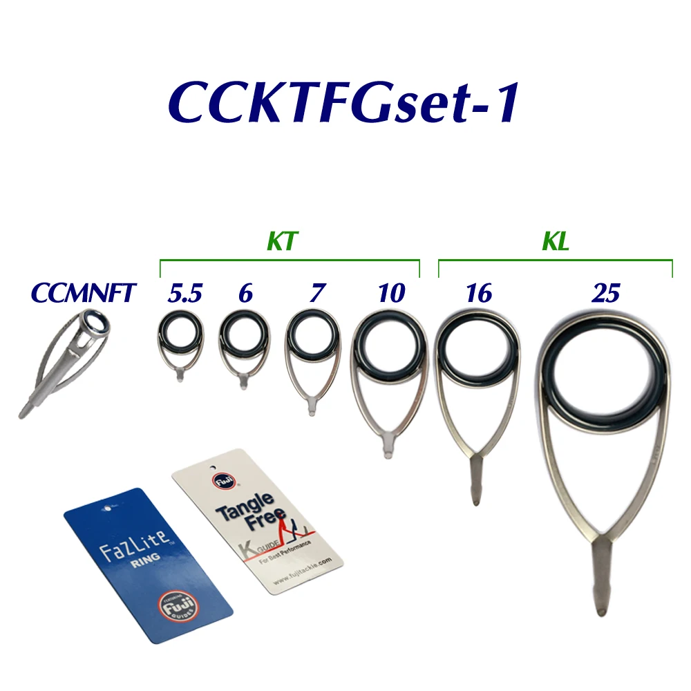 Juego de guía FUJI Original KL, anillo Fazlite de ojo azul nocturno suave giratorio, juego de guía de caña de pescar de un solo pie