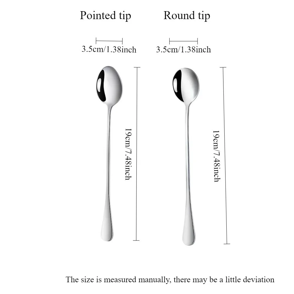 مجموعة مكونة من 6 قطع من ملاعق القهوة ذات المقبض الطويل من الفولاذ المقاوم للصدأ، ملاعق شاي مثلج للطعام، ملاعق آيس كريم، ملاعق متعددة الأغراض