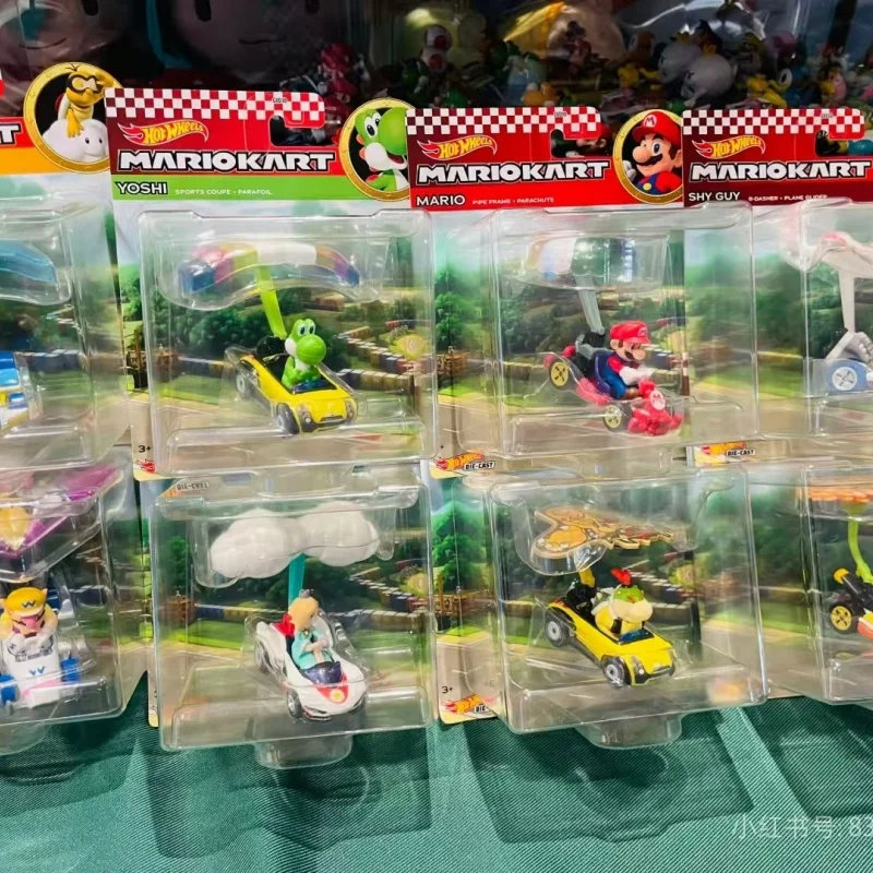 Hot Wheels Mario Kart Character Car Set with Glider Fun Boys Toy Model Gift - Non-RTR Play Vehicle for Birthday Christmas