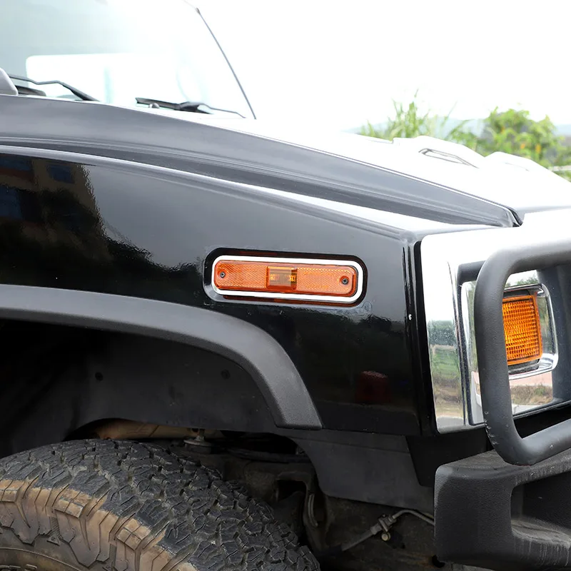 Stainless steel Silver For Hummer H2 2003-2009 car styling Car Side Turn Signal Side Markers frame Stickers car accessories