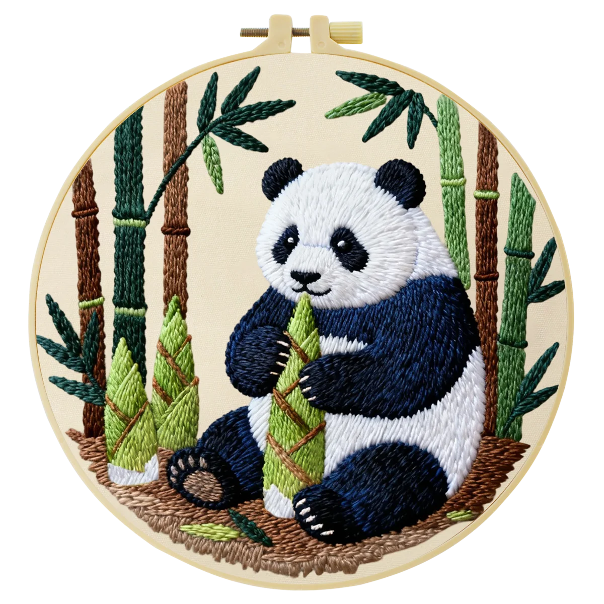 1 Stück 20X20CM/15X15CM 7,87/6,3 Zoll Panda-Stickerei-Starter-Kit DIY-Kit DIY-Stickerei-Set Handarbeiten Nadelkunst Heimdekoration – Detail 5
