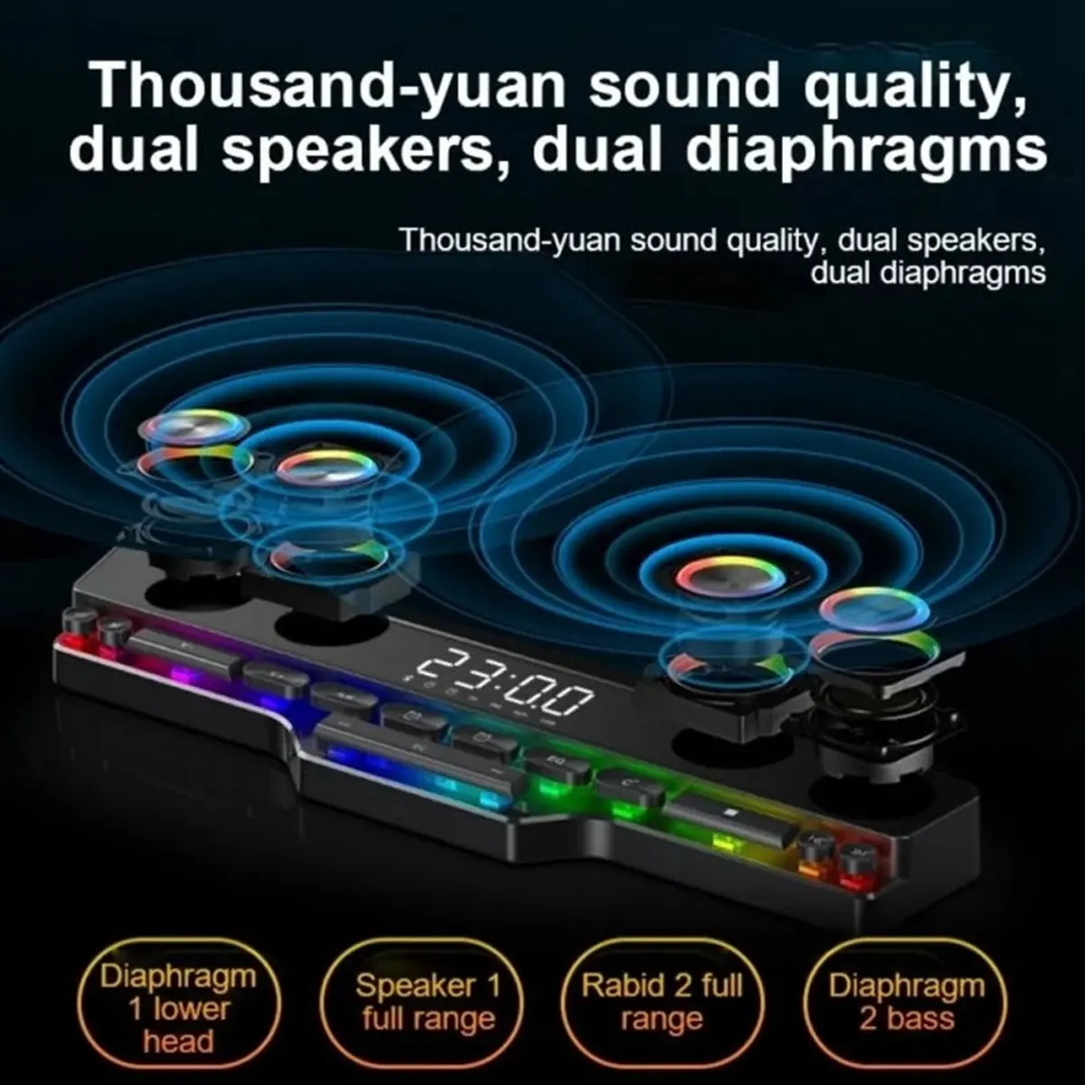 

BaoBao- V18 Dazzle Colour Speakers Home Desktop Computer Game Big Sound LED Colour Lights Gaming Keyboard Bluetooth Speakers
