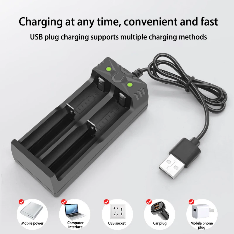 2 Slots USB Dual 18650 Charging 3.7V Rechargeable Lithium Battery 18650 Battery Charger For 18500/18490/16340/14500 Battery