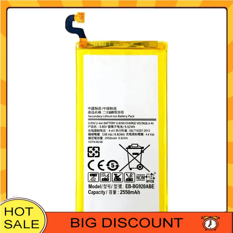 

Mobile Phone Battery EB-BG920ABE 2550Mah For Samsung Galaxy S6 G9200 G920 G920f G920i G920A G920S G920L G920K