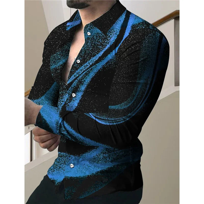 

Men's shirts Men's shirts Daily autumn and winter tops Men's fashion all-match long-sleeved shirts 3d printing simple lines