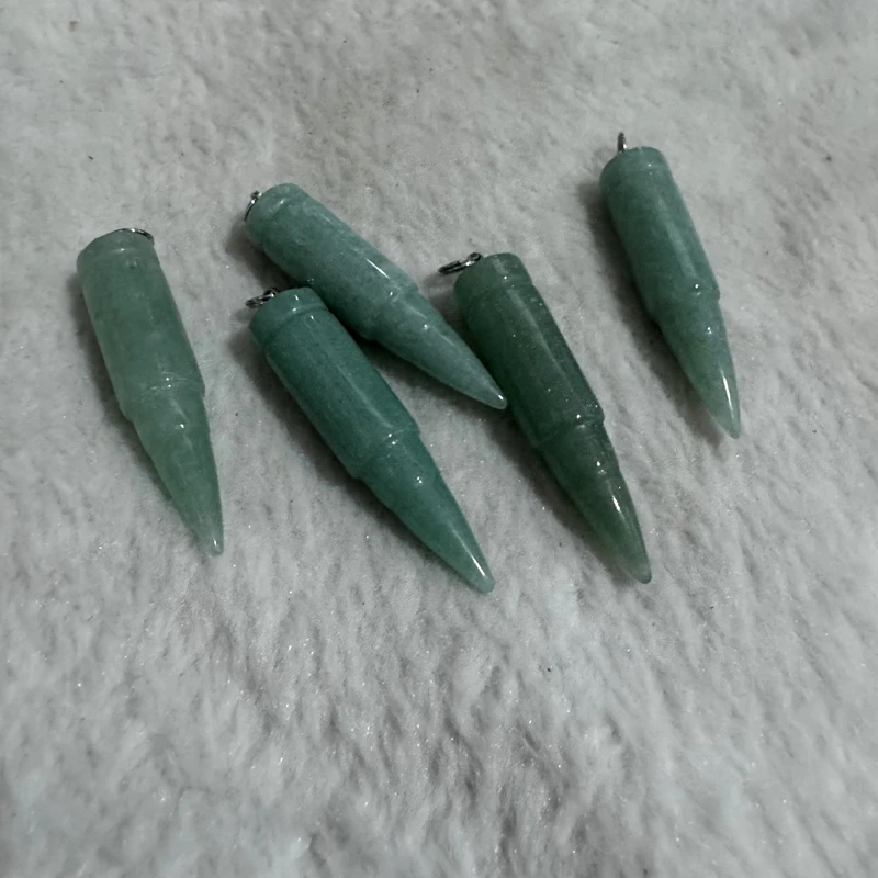 

Wholesale 5pcs Natural Green Aventurine Healing Point Bead Pendant Gemstone Bullet Point Necklace,Apporx 10x43mm