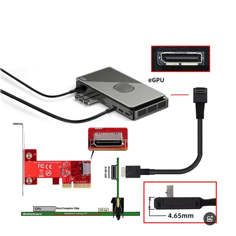 

Настоятельно рекомендуется-SFF-8611 4I 90-градусный серверный кабель PCIE Oculink SAS 42P «папа-папа» Высокоскоростная линия передачи данных к SFF-861